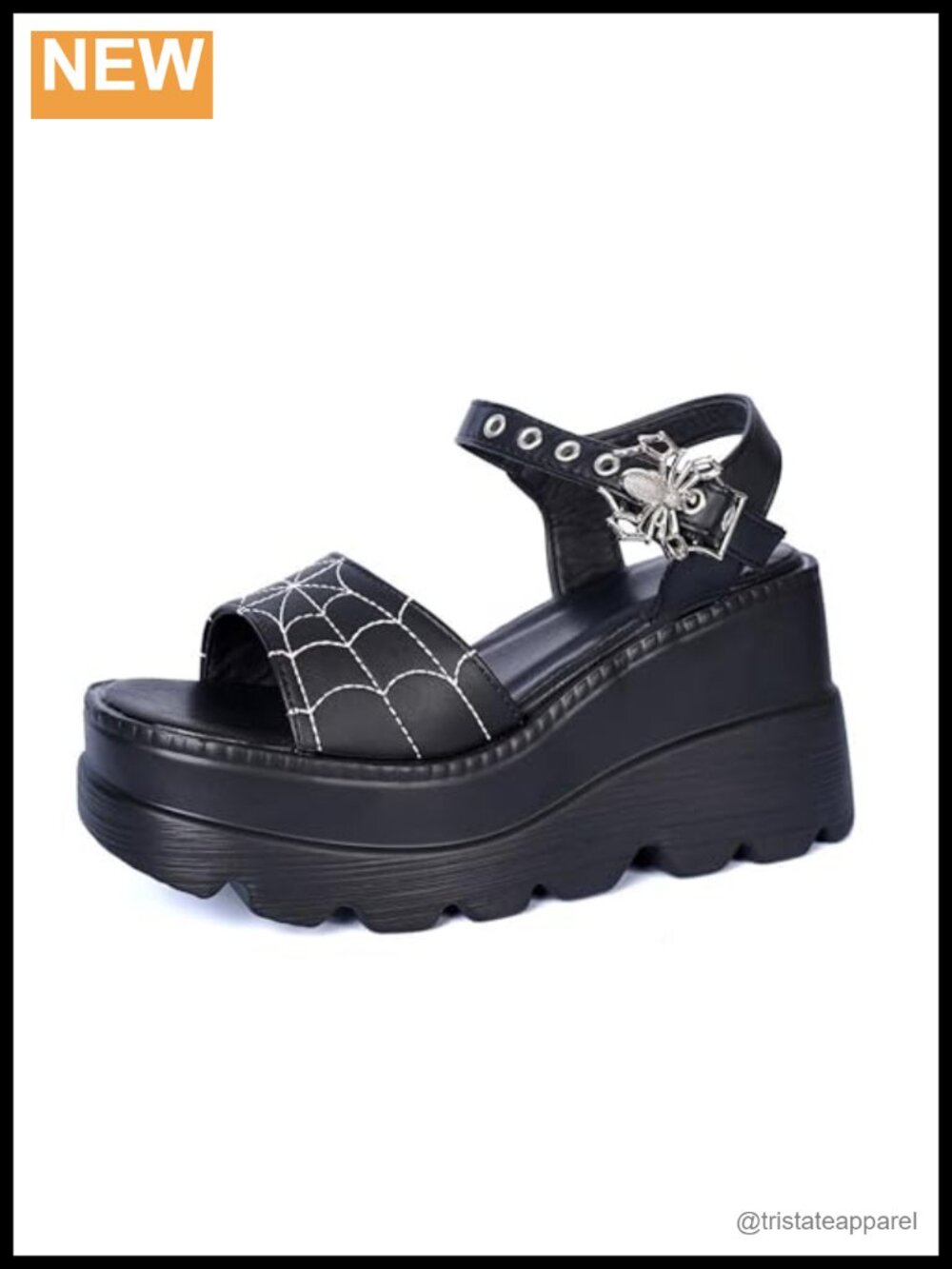 Faux Leather Platform Sandals Chunky Ankle Strap Buckle Open Toe